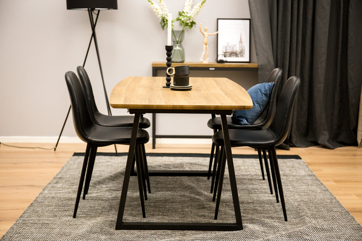 Venture Design Polar & Inca Matstolar 2-pack Svart + Rektangulära Matbord 160 x 85 Valnöt