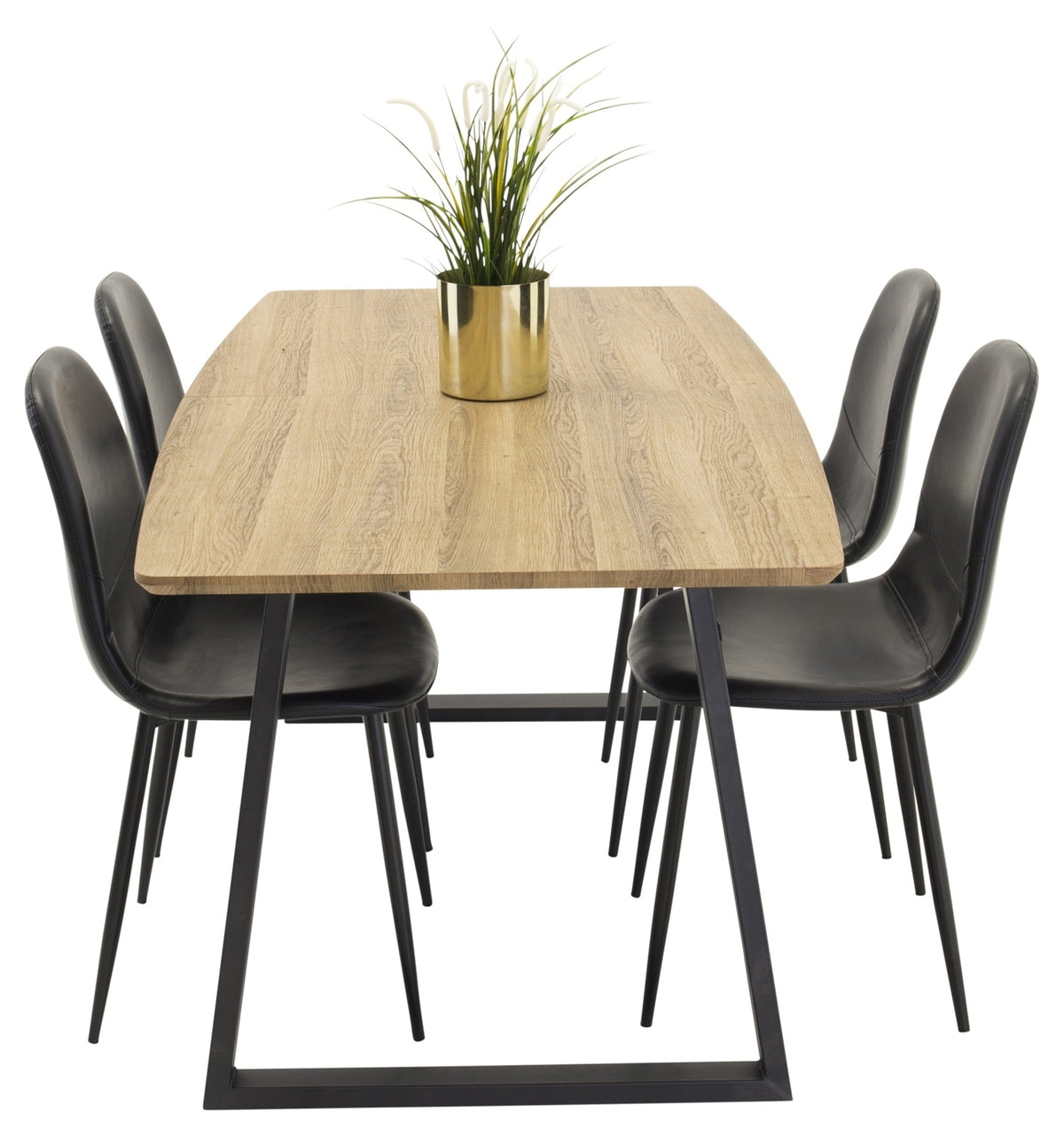 Venture Design Polar & Inca Matstolar 2-pack Svart + Rektangulära Matbord 160 x 85 Valnöt
