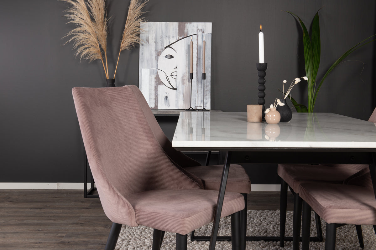 Venture Design Leone & Estelle Matstolar 2-pack Gammelrosa + Rektangulära Matbord 140 x 90 Svart