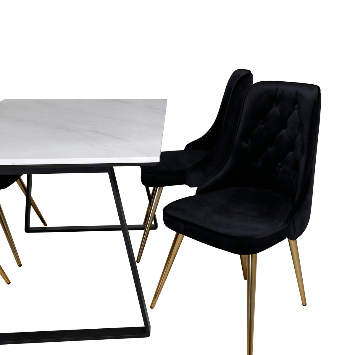Venture Design Estelle & Velvet Deluxe Matbord 90x140 + Matstolar Svart