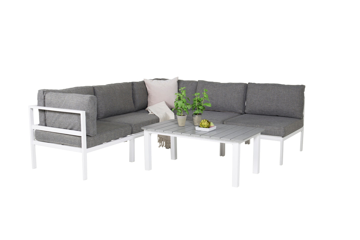 Venture Design Parma & Copacabana Soffbord 110 x 60 Grå + Soffmoduler Vit