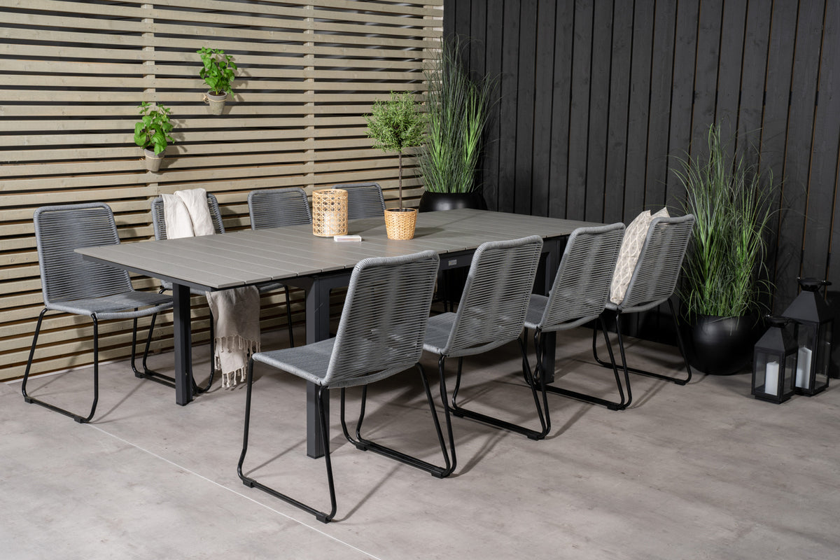 Venture Design Levels & Lindos Matbord 160x100x75 + Matstolar Grå