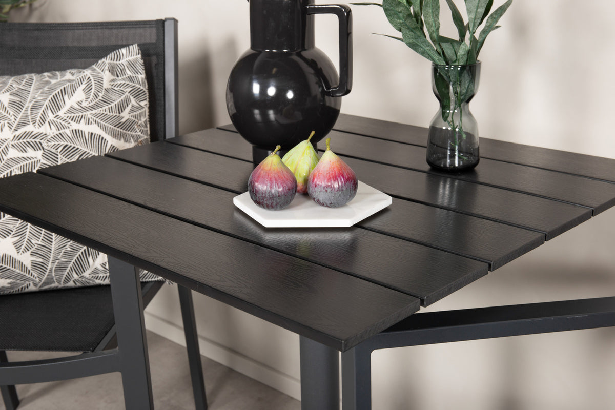 Venture Design Colorado & Copacabana Cafebord 70 x 70 Svart + Matstolar Svart
