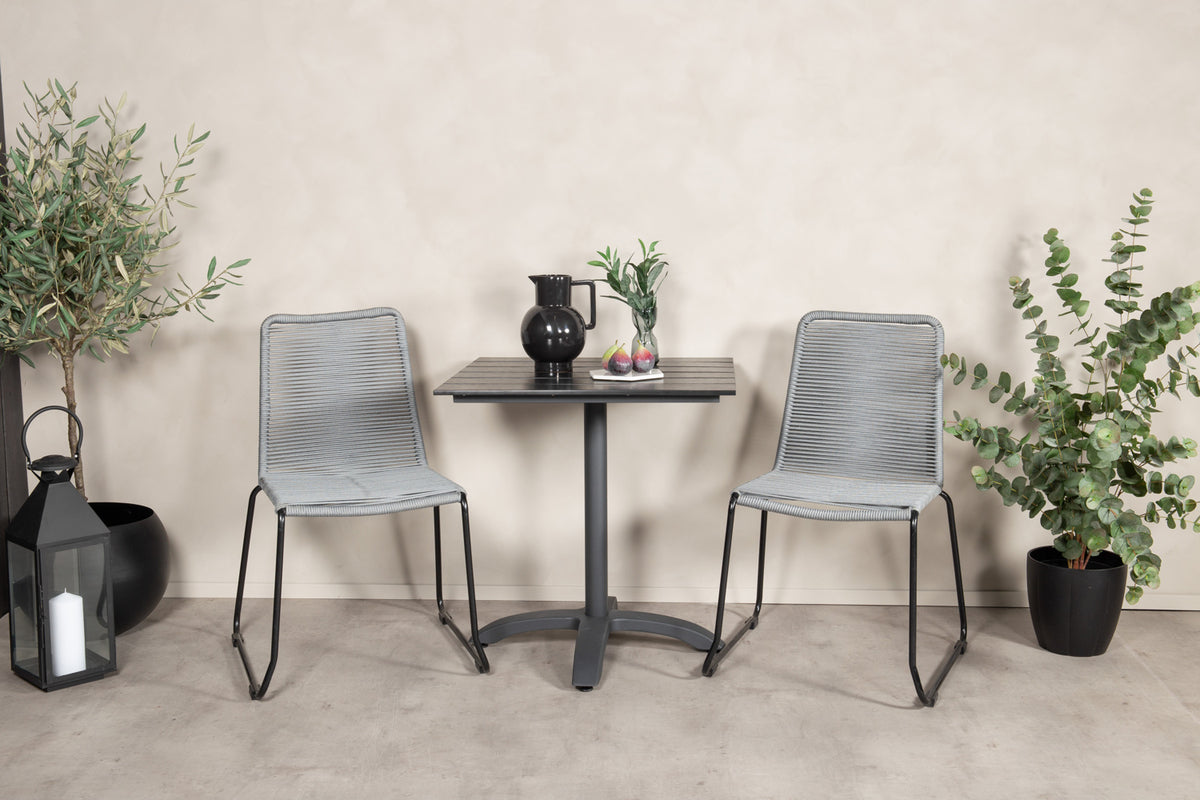 Venture Design Colorado & Lindos Cafébord 70x70 + Matstolar Grå