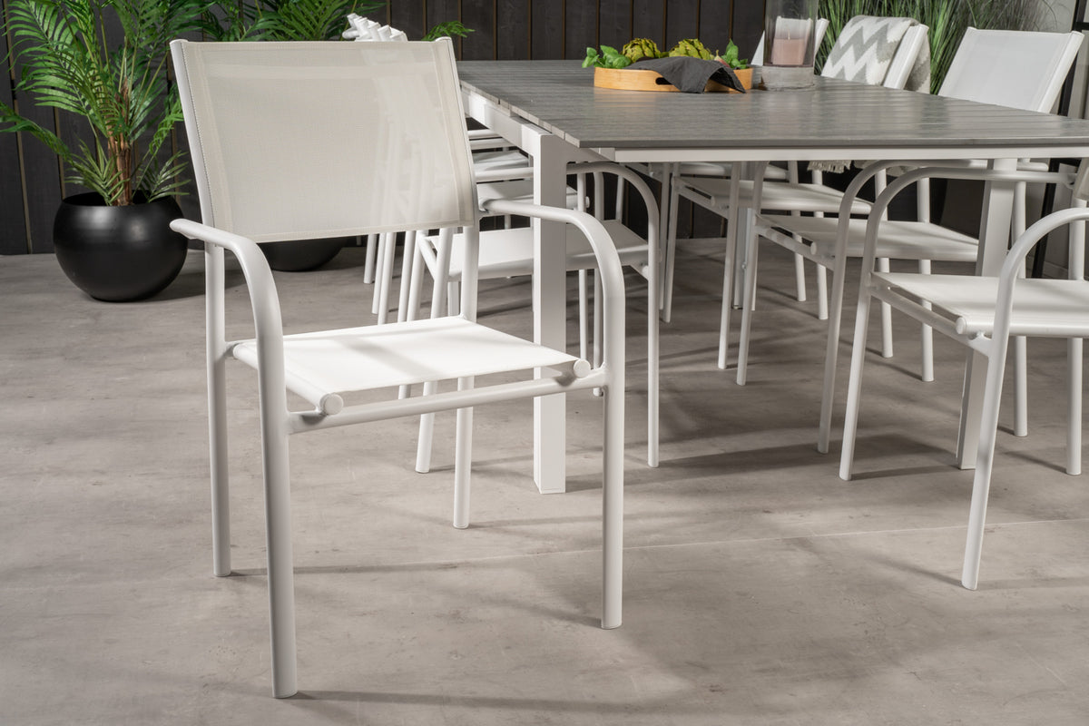 Venture Design Levels & Santorini Matbord 160 x 100 + Matstolar Vit