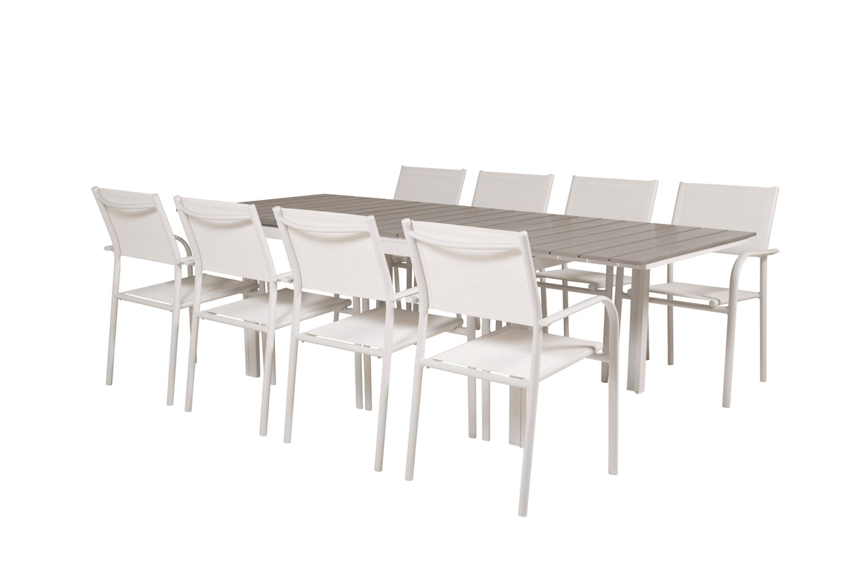 Venture Design Levels & Santorini Matbord 160 x 100 + Matstolar Vit