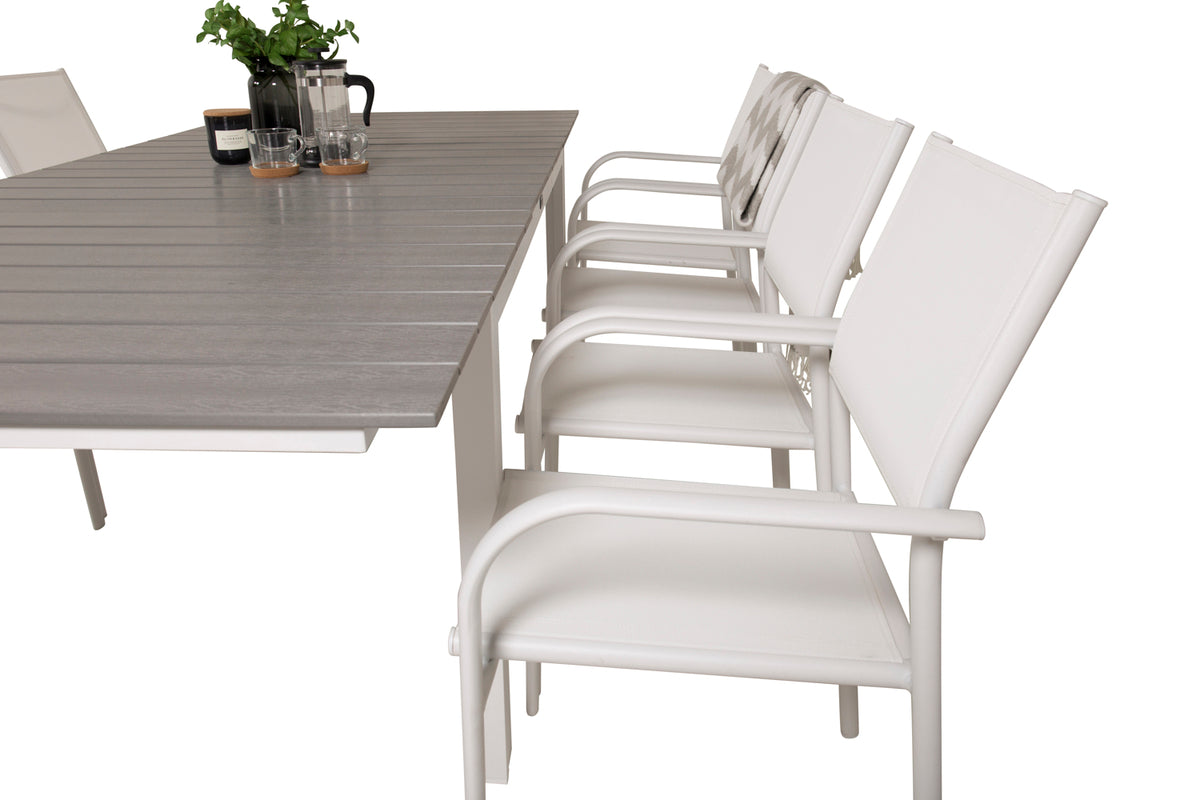 Venture Design Levels & Santorini Matbord 160 x 100 + Matstolar Vit