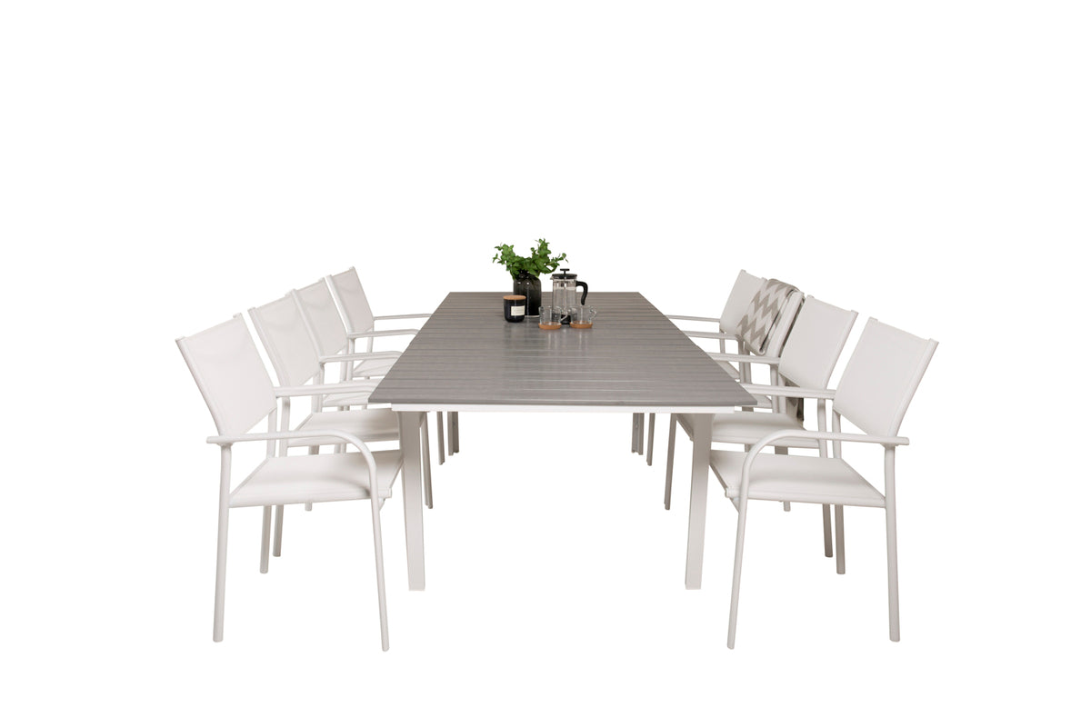 Venture Design Levels & Santorini Matbord 160 x 100 + Matstolar Vit