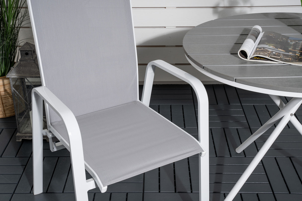 Venture Design Copacabana & Parma Reclinerstolar 2-pack Grå + Cafebord ⌀90 Grå
