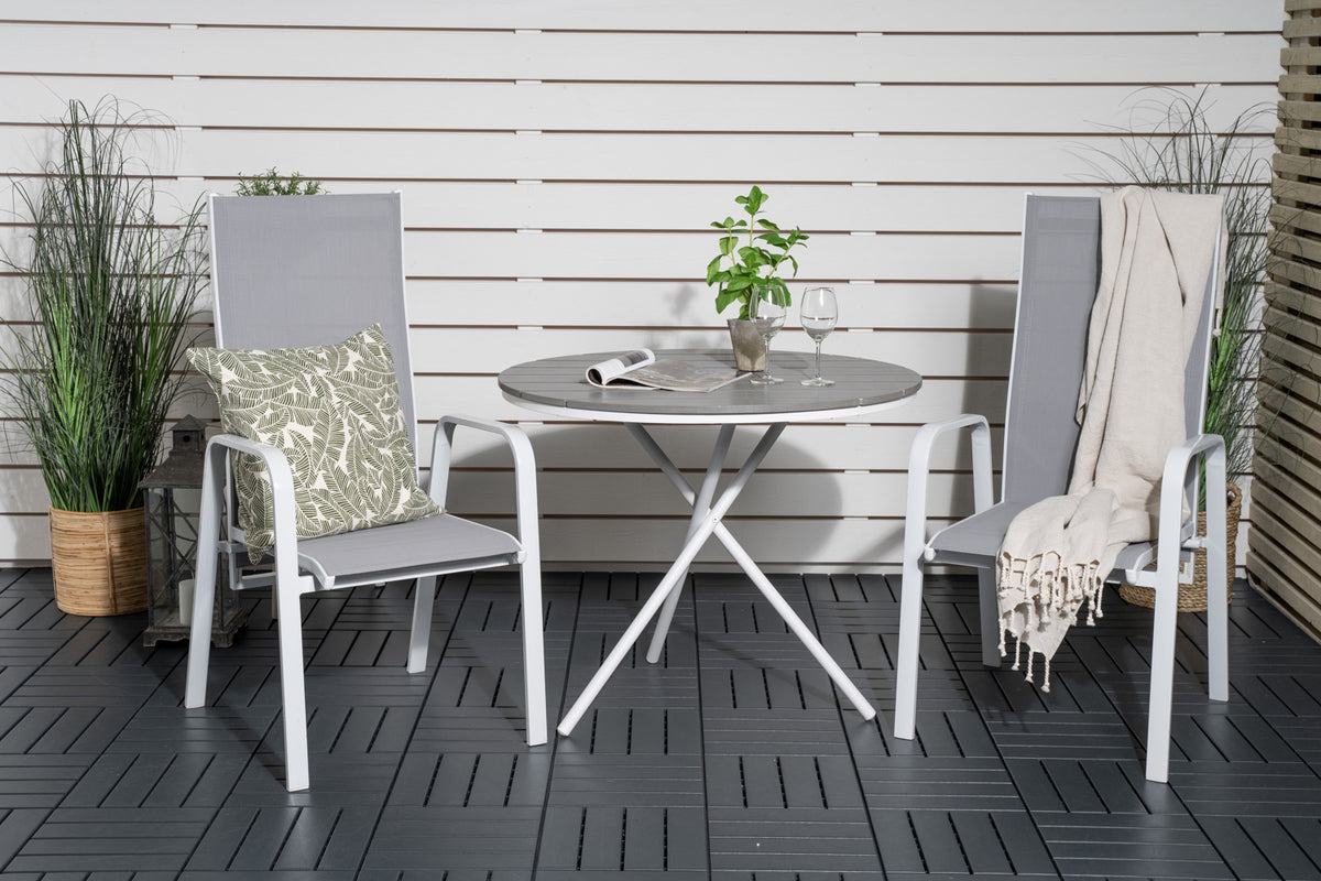 Venture Design Copacabana & Parma Reclinerstolar 2-pack Grå + Cafebord ⌀90 Grå