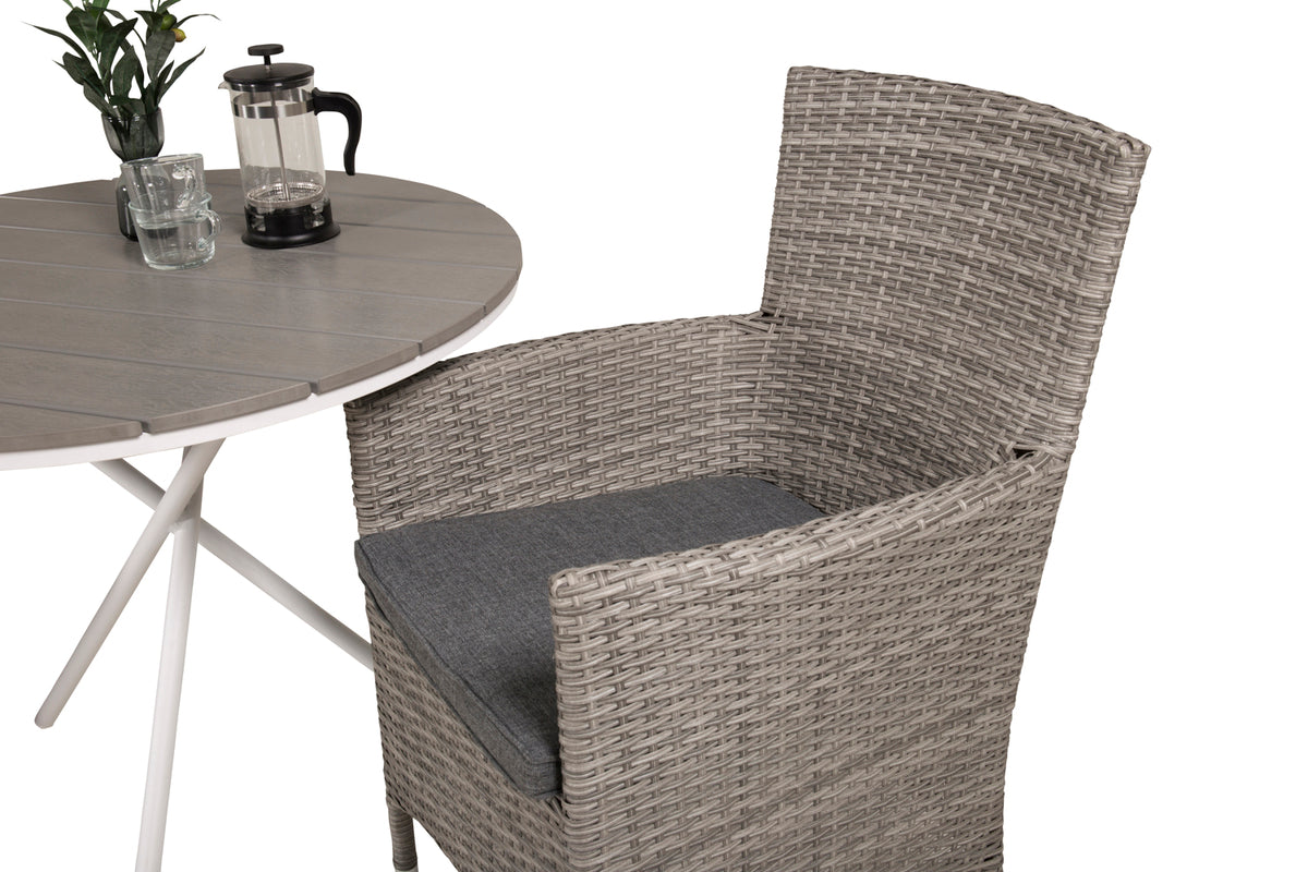 Venture Design Malin & Parma Matstolar 2-pack Grå + Cafebord ⌀90 Grå