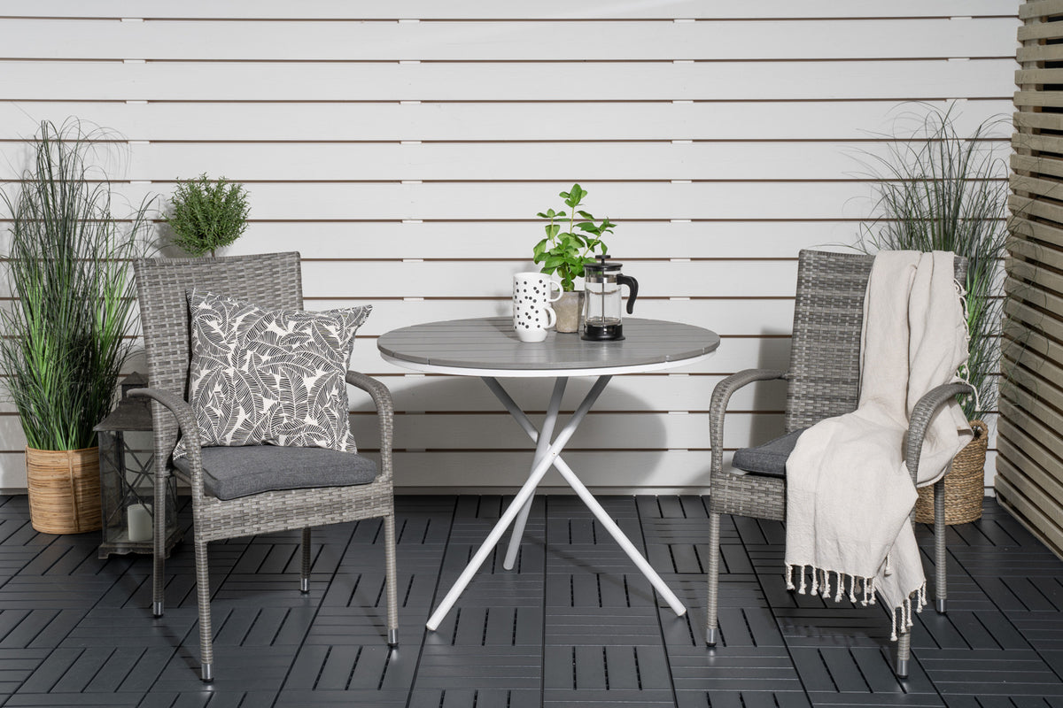 Venture Design Anna & Parma Matstolar 2-pack Grå + Cafebord ⌀90 Grå