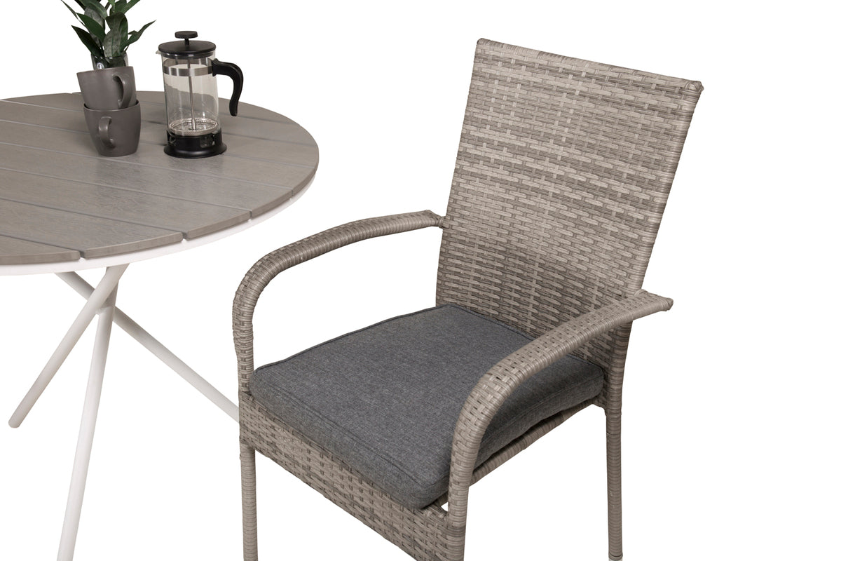 Venture Design Anna & Parma Matstolar 2-pack Grå + Cafebord ⌀90 Grå