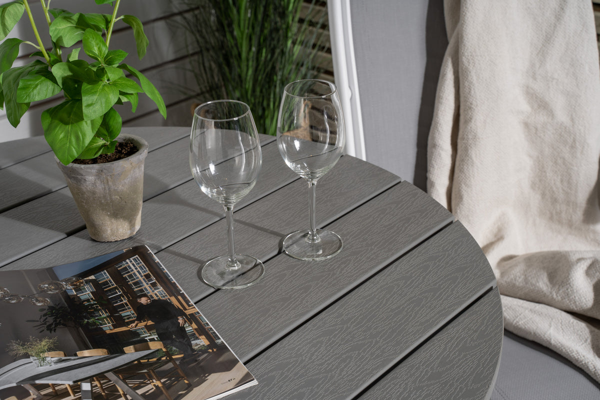 Venture Design Albany & Parma Positionsstolar 2-pack Vit + Cafebord ⌀90 Grå