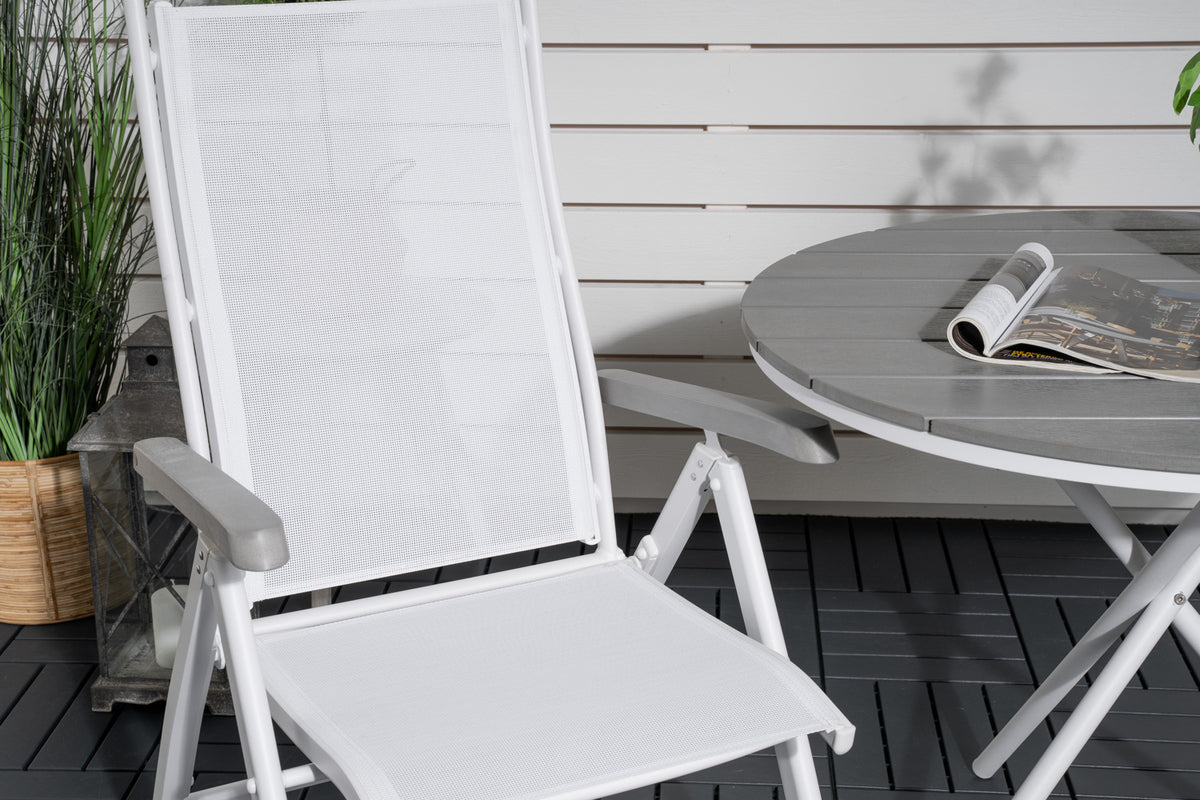 Venture Design Albany & Parma Positionsstolar 2-pack Vit + Cafebord ⌀90 Grå
