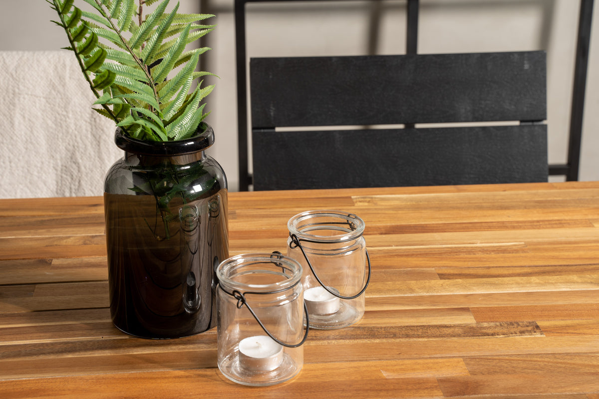 Venture Design Levels & Bois Matstolar 2-pack Svart + Rektangulära Matbord 205 x 90 Natur