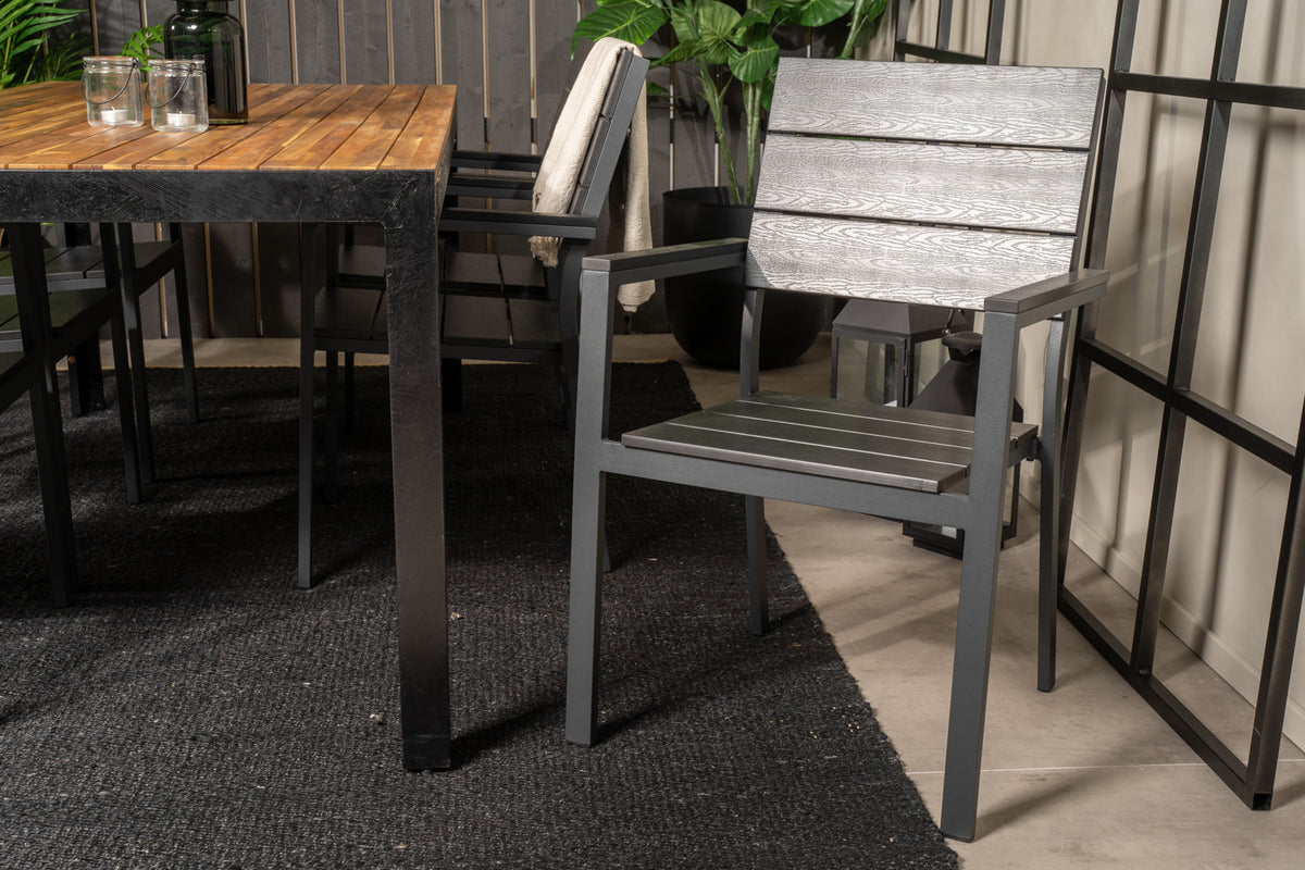 Venture Design Levels & Bois Matstolar 2-pack Svart + Rektangulära Matbord 205 x 90 Natur
