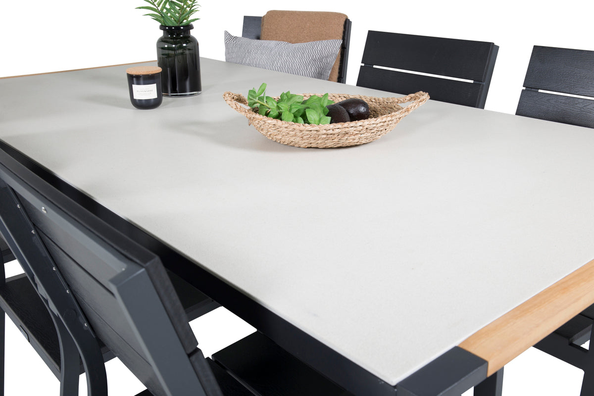 Venture Design Levels & Texas Matstolar Svart + Matbord 200x100