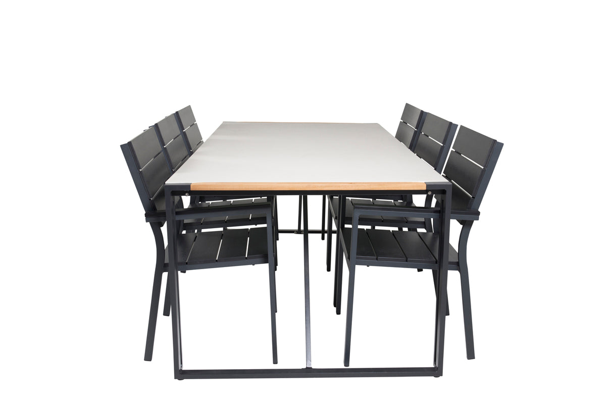 Venture Design Levels & Texas Matstolar Svart + Matbord 200x100