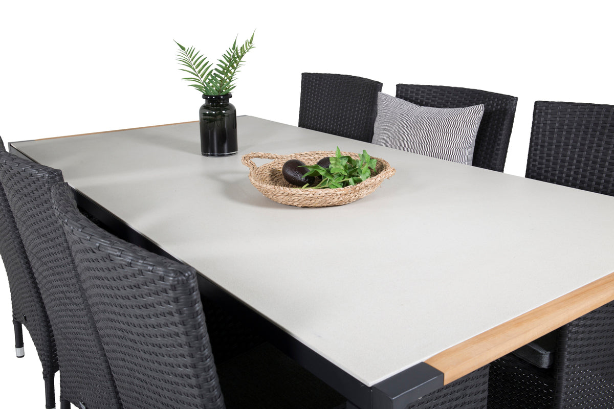 Venture Design Malin & Texas Matstolar Svart + Matbord 200x100