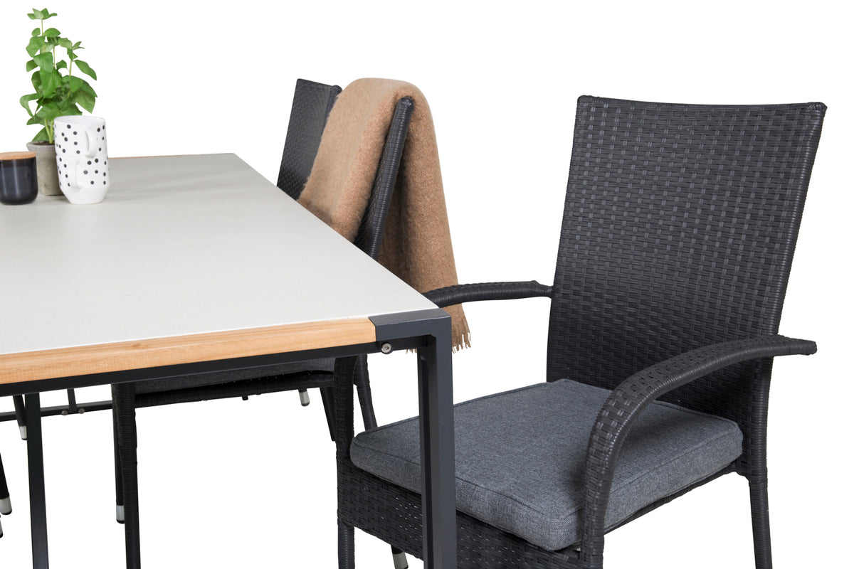 Venture Design Anna & Texas Matstolar Svart + Matbord 200x100