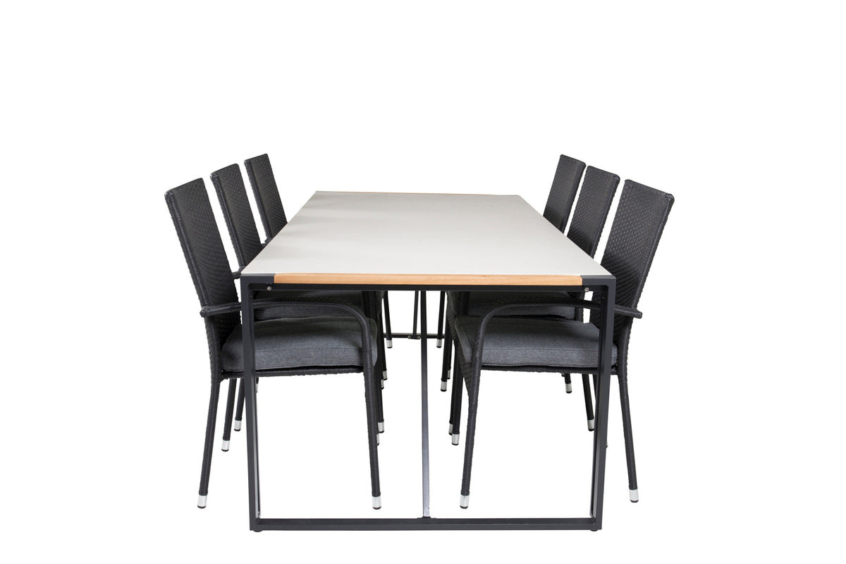 Venture Design Anna & Texas Matstolar Svart + Matbord 200x100