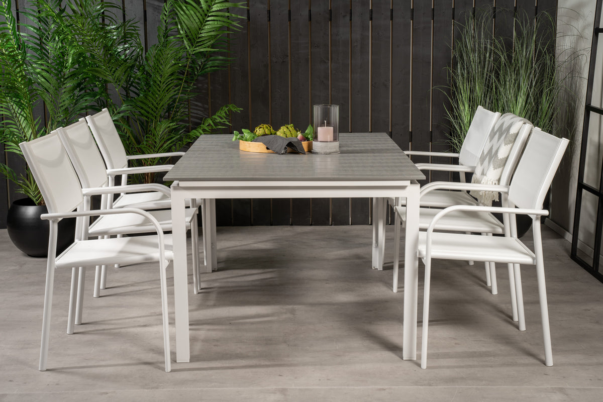 Venture Design Levels & Santorini Rektangulära Matbord 160 x 100 Vit + Matstolar 2-pack Vit