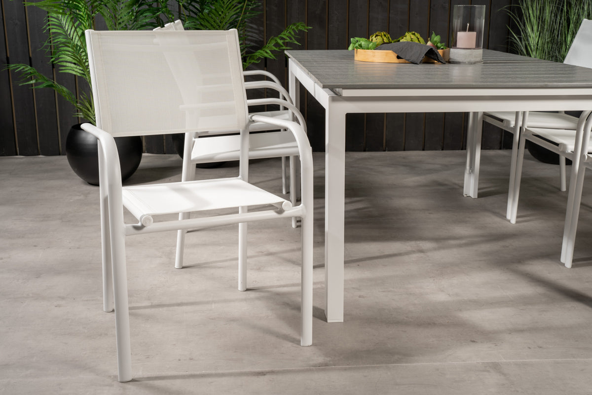 Venture Design Levels & Santorini Rektangulära Matbord 160 x 100 Vit + Matstolar 2-pack Vit