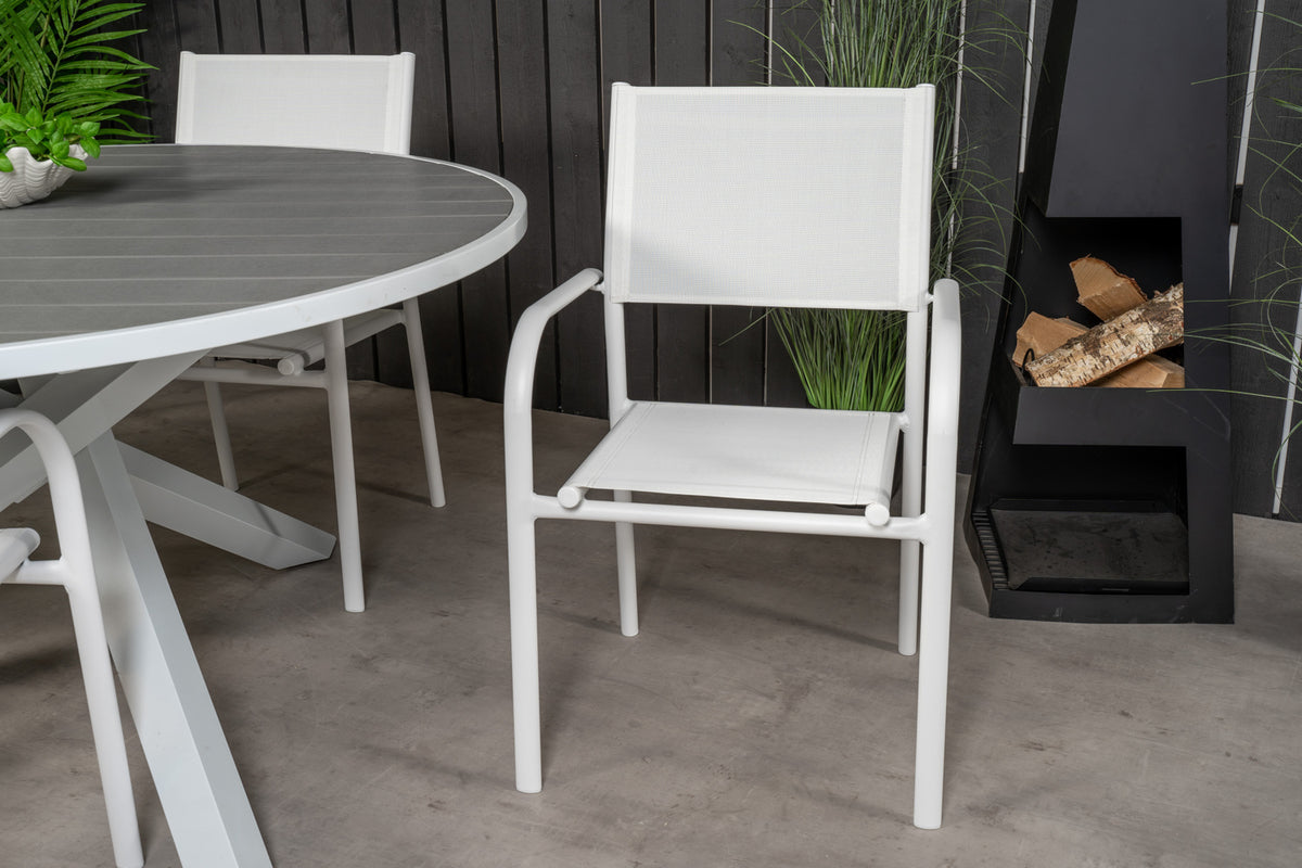Venture Design Parma & Santorini Runda Matbord ø140 Vit + Matstolar Vit