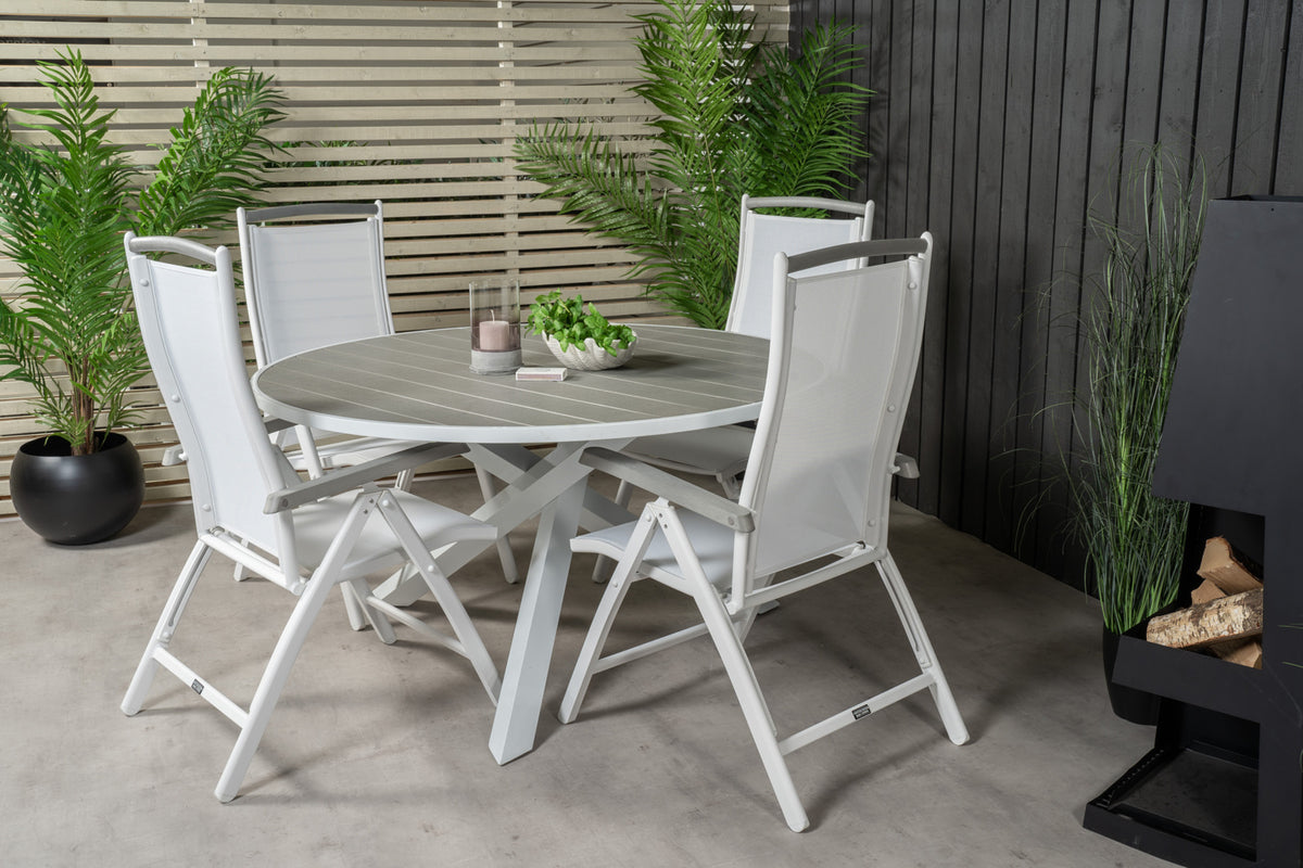 Venture Design Parma & Albany Matbord ⌀140 + Positionsstolar Vit