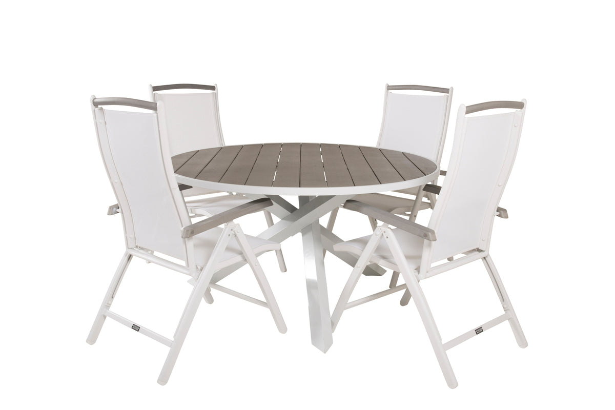 Venture Design Parma & Albany Matbord ⌀140 + Positionsstolar Vit