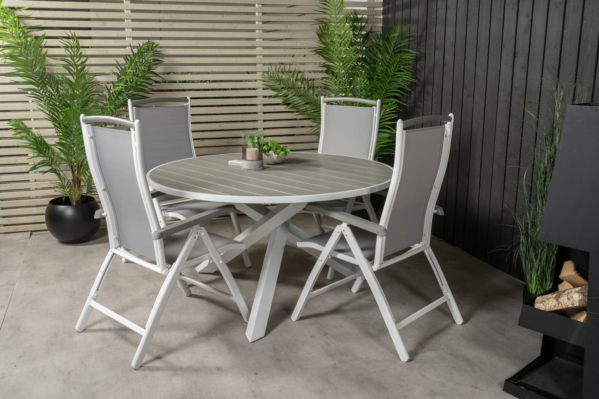 Venture Design Parma & Albany Matbord ⌀140 + Positionsstolar Vit