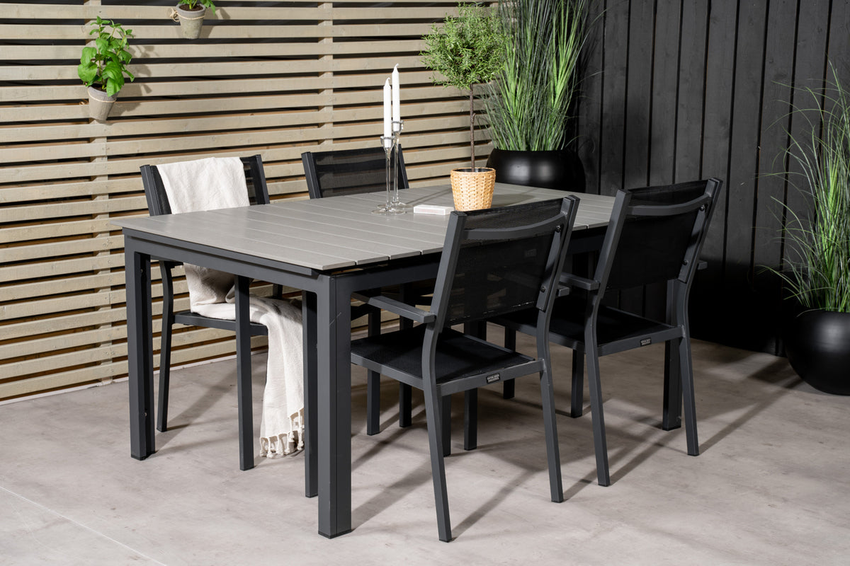 Venture Design Levels & Copacabana Matbord 160x100x75 + Matstolar Svart