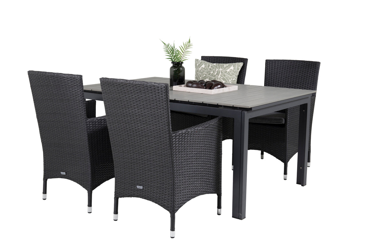 Venture Design Levels & Malin Matbord 160x100x75 + Matstolar Svart