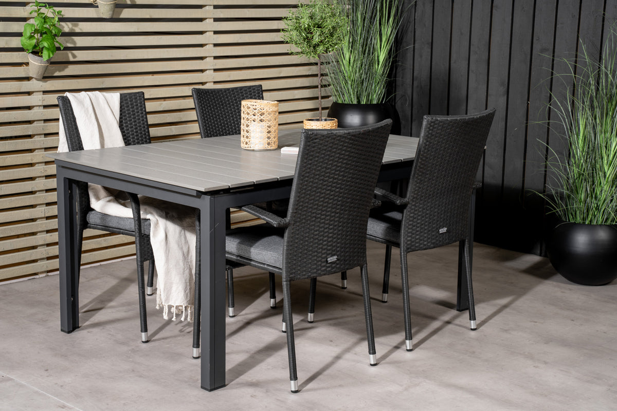 Venture Design Levels & Anna Matbord 160x100x75 + Matstolar Svart