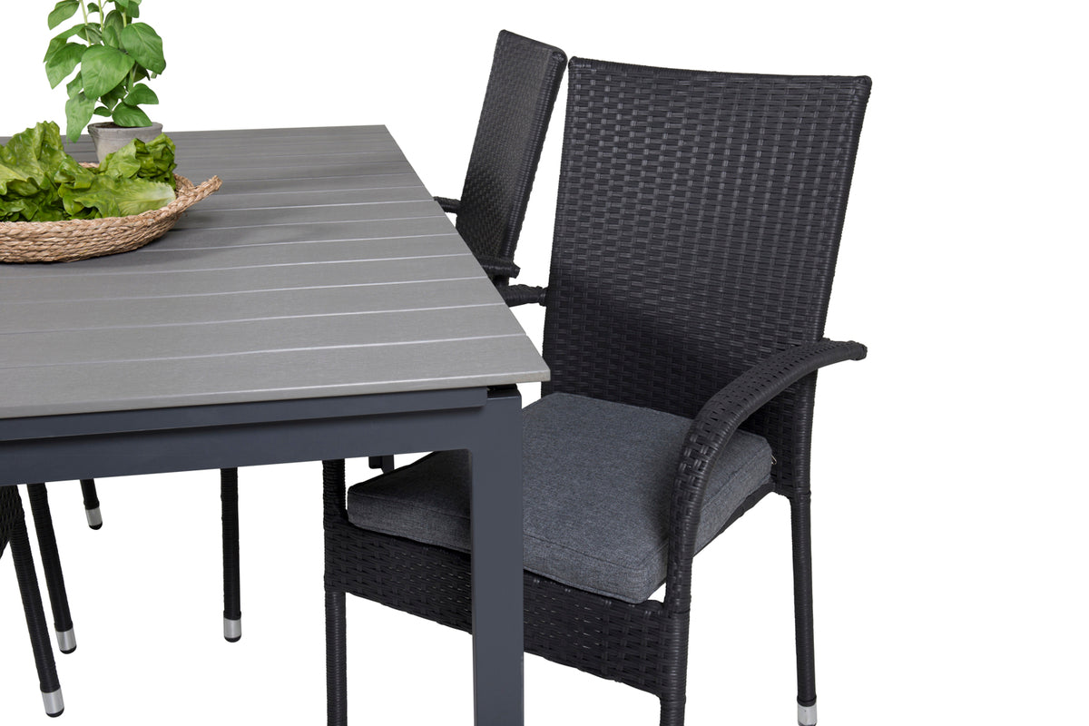 Venture Design Levels & Anna Matbord 160x100x75 + Matstolar Svart