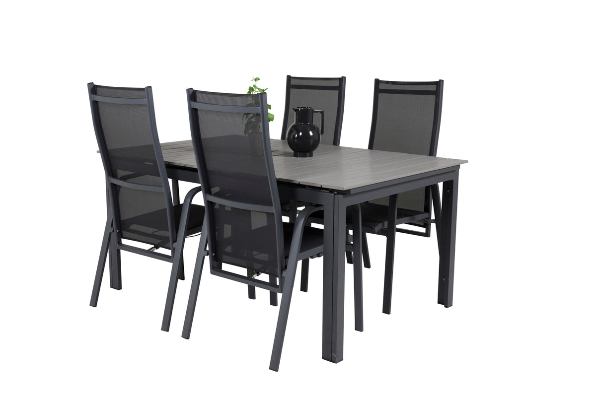 Venture Design Levels & Copacabana Matbord 160x100x75 + Reclinerstolar Svart