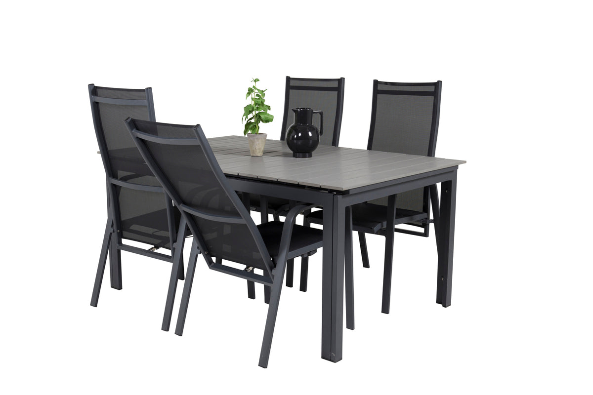 Venture Design Levels & Copacabana Matbord 160x100x75 + Reclinerstolar Svart