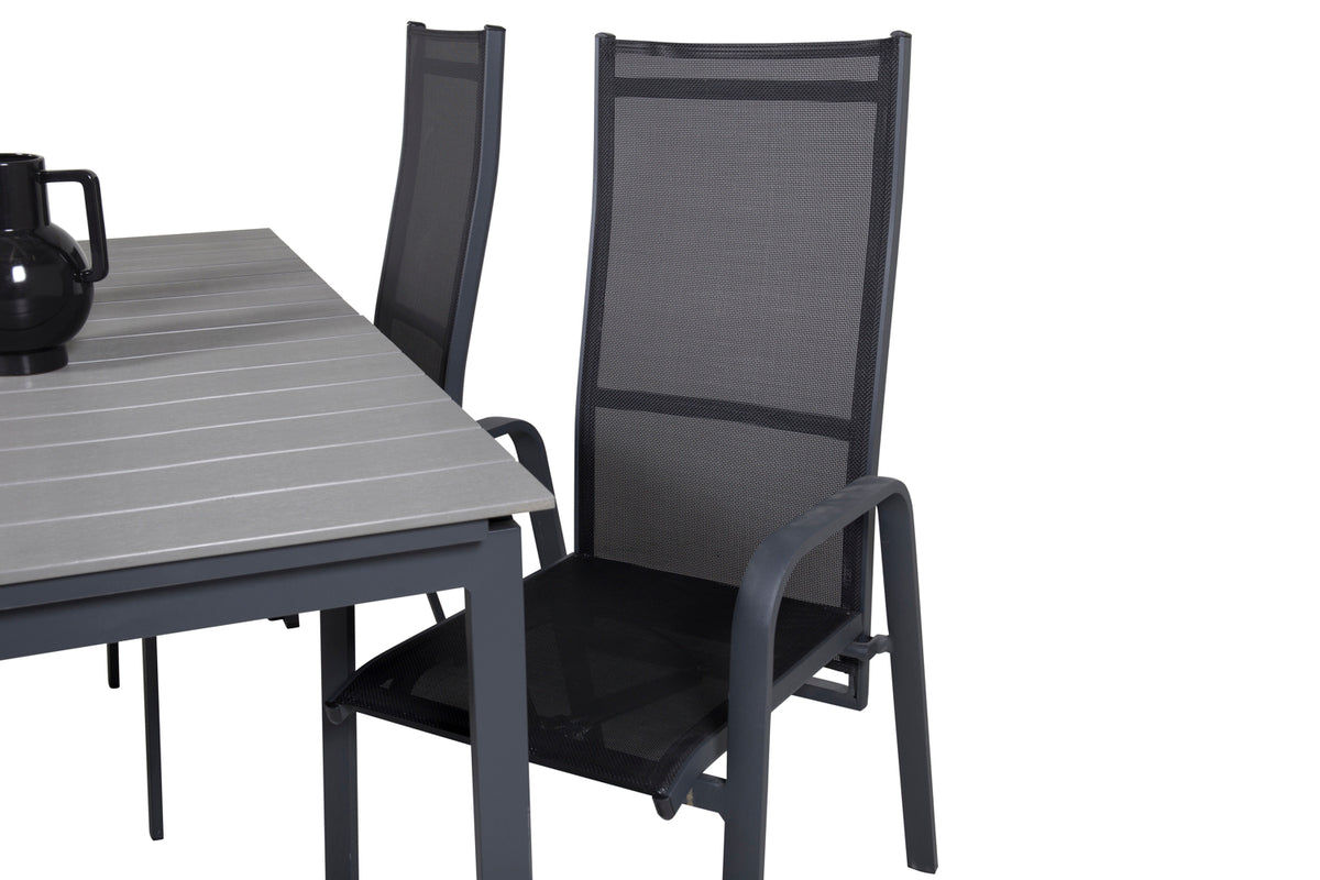 Venture Design Levels & Copacabana Matbord 160x100x75 + Reclinerstolar Svart