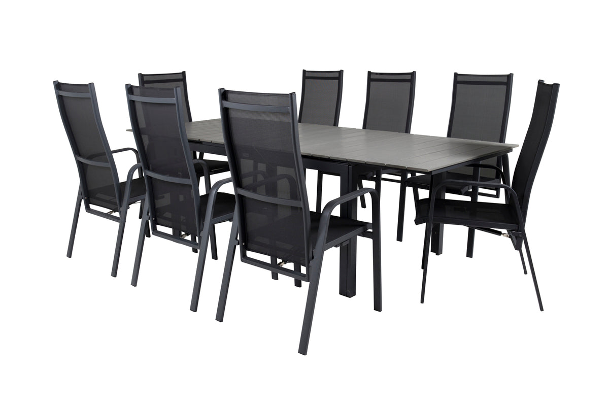 Venture Design Levels & Copacabana Matbord 160x100x75 + Reclinerstolar Svart