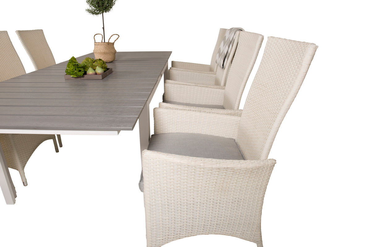 Venture Design Levels & Padova Matbord 160x100x75 + Reclinerstolar Vit