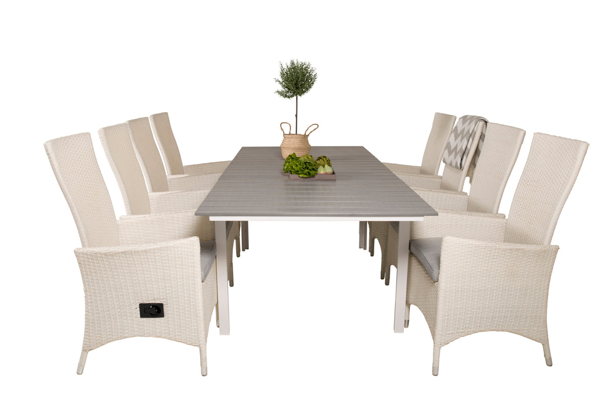 Venture Design Levels & Padova Matbord 160x100x75 + Reclinerstolar Vit