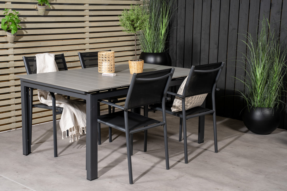 Venture Design Levels & Santorini Matbord 160x100x75 + Matstolar Svart