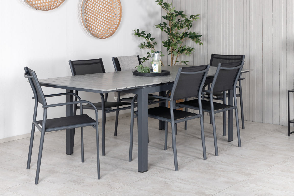Venture Design Levels & Santorini Matbord 160x100x75 + Matstolar Svart