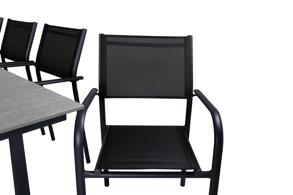 Venture Design Levels & Santorini Rektangulära Matbord 160 x 100 Svart + Matstolar 2-pack Svart