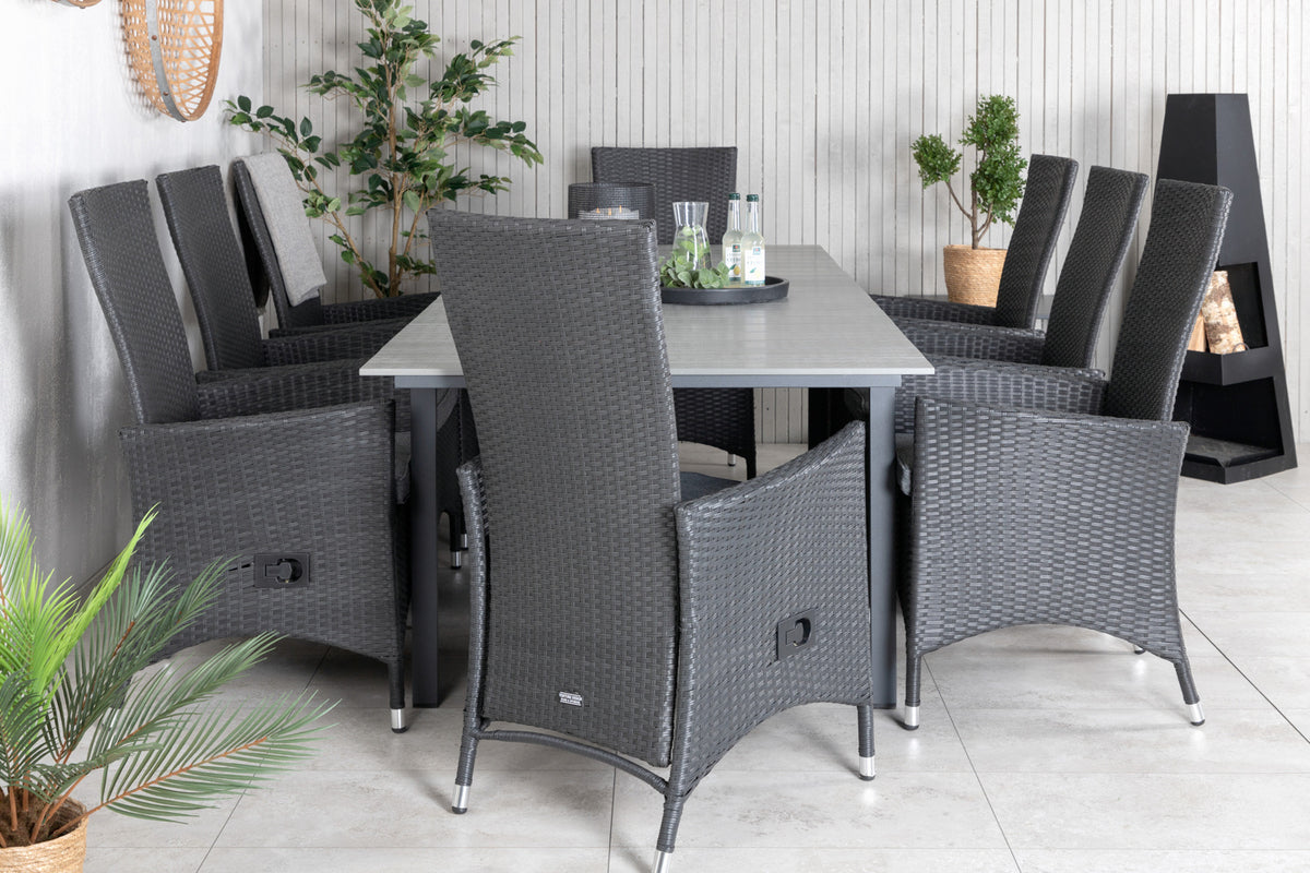 Venture Design Levels & Padova Rektangulära Matbord 160x100x75 Svart + Reclinerstolar Svart