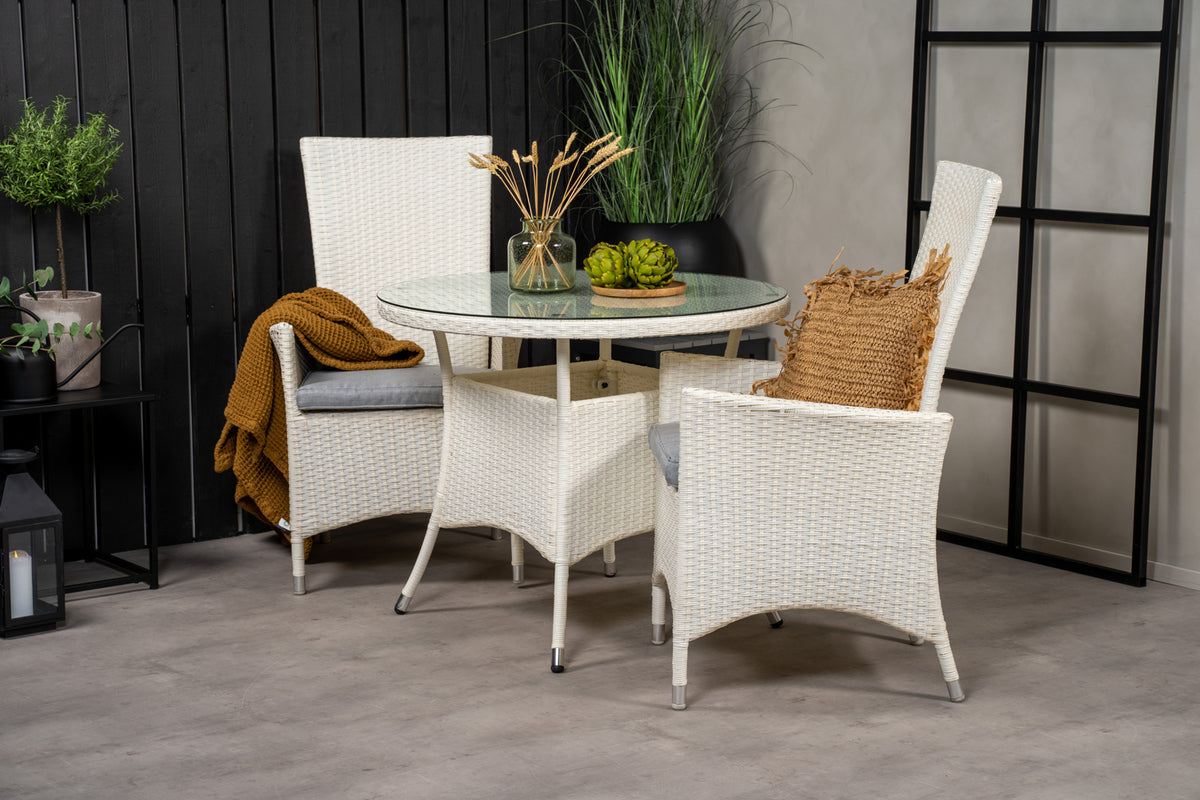 Venture Design Padova & Volta Reclinerstolar Vit + Matbord ⌀90