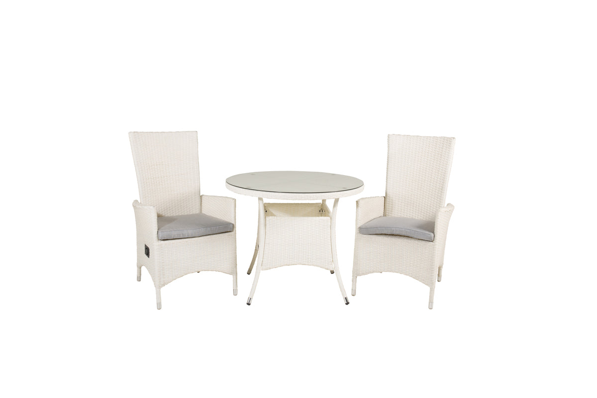 Venture Design Padova & Volta Reclinerstolar Vit + Matbord ⌀90