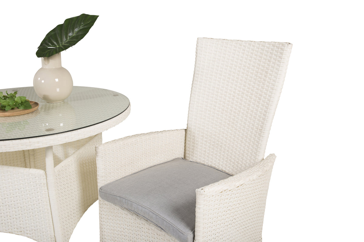 Venture Design Padova & Volta Reclinerstolar Vit + Matbord ⌀90