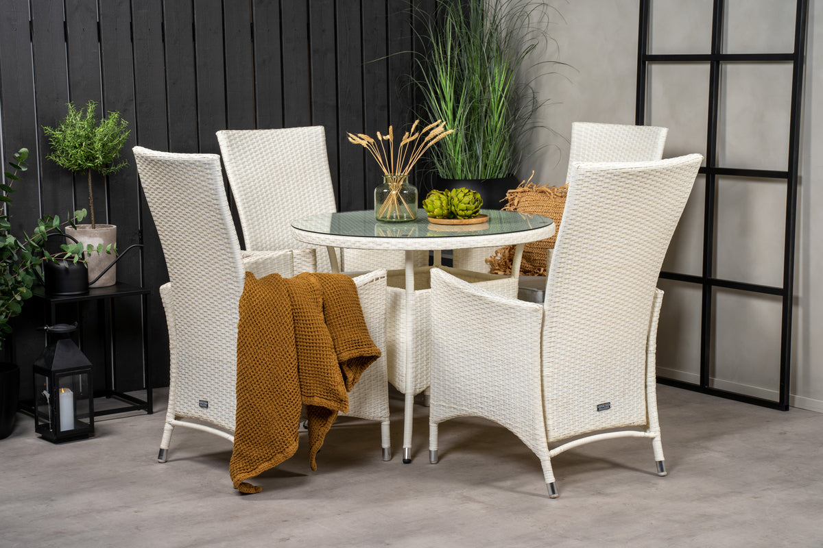 Venture Design Padova & Volta Reclinerstolar Vit + Matbord ⌀90